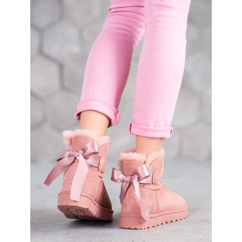 SHELOVET Varm Mukluki med en rosett rosa 1