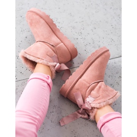 SHELOVET Varm Mukluki med en rosett rosa 2