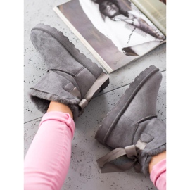 SHELOVET Varm Mukluki med en rosett grå 2