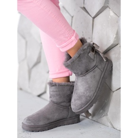 SHELOVET Varm Mukluki med en rosett grå 1