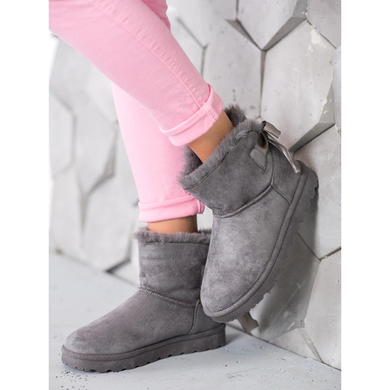 SHELOVET Varm Mukluki med en rosett grå 1
