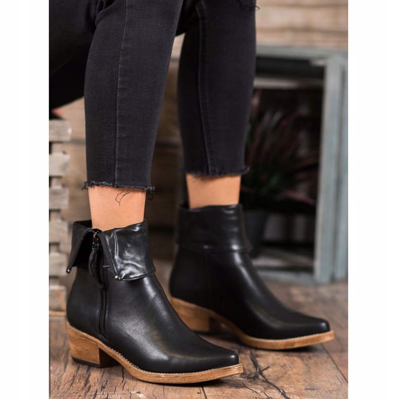 Kylie Cowboystövlar med upprullad upprullning svart 2