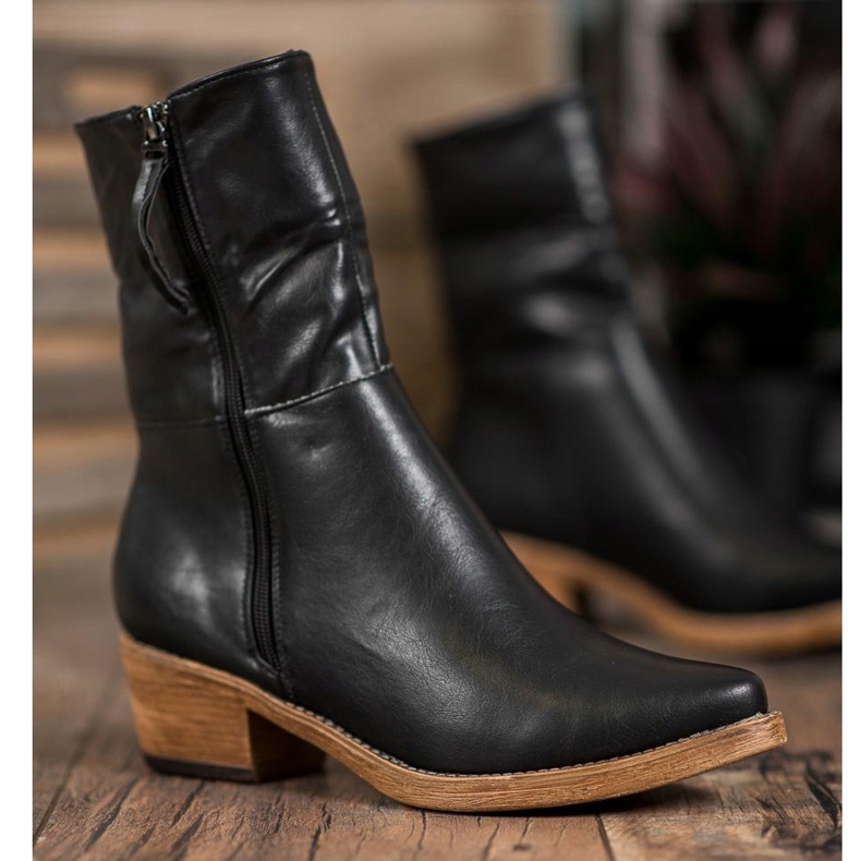 Kylie Cowboystövlar med upprullad upprullning svart 1