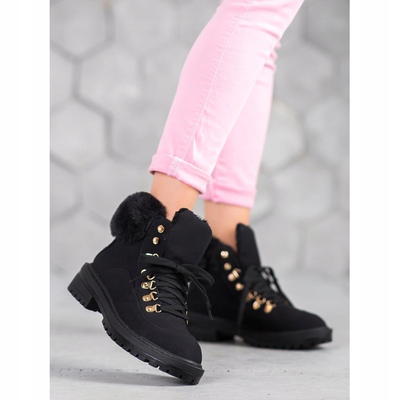 Textilstövlar med päls VICES svart 1