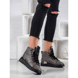 SHELOVET Snörskor med glitter grå 1