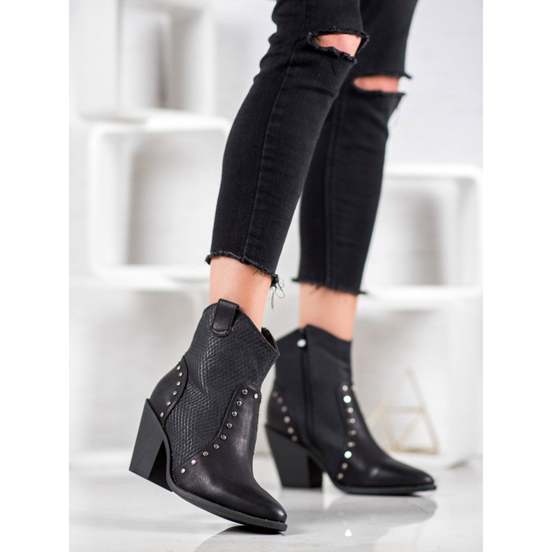 Small Swan Varma cowboystövlar på höga klackar svart 2