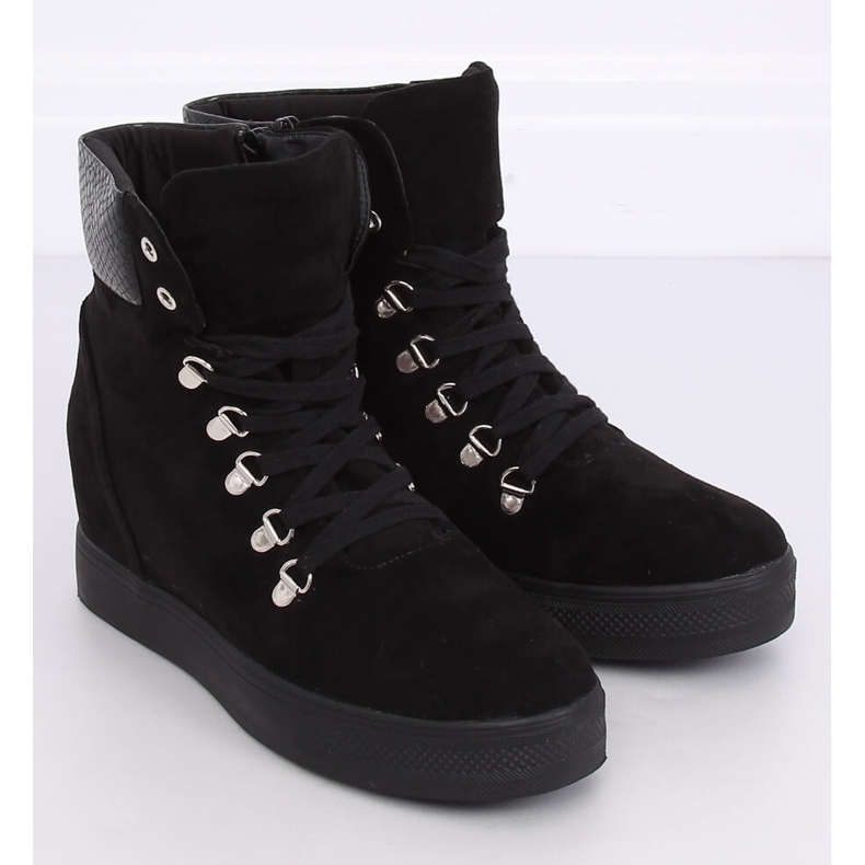 Svarta RQ216 Serpentine svarta kilstövlar 1