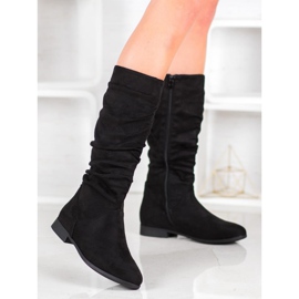 SHELOVET Mocka stövlar ovanför knäet svart 2