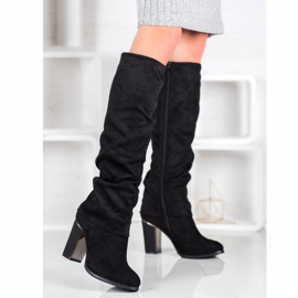 SDS Eleganta högklackade stövlar svart 2