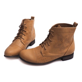 Openwork Lace-Up Boots 248 Camel brun 1