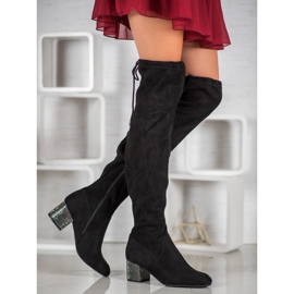 SDS Stövlar med dekorativ häl svart 1