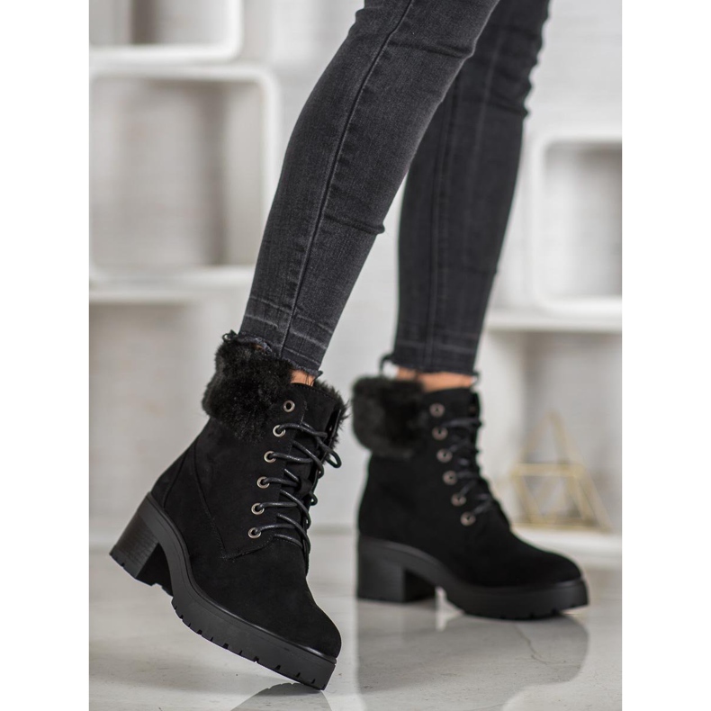 Goodin Svarta stövlar med päls 2