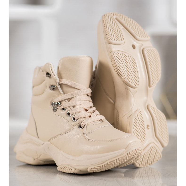 Ideal Shoes Eko läder sneakers brun 1