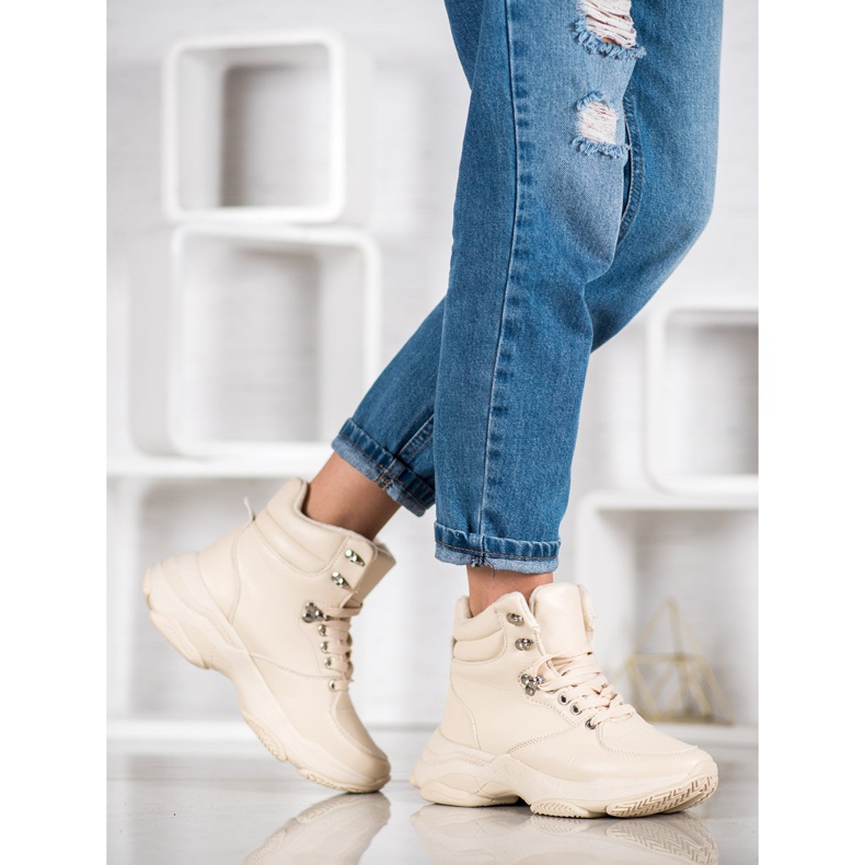 Ideal Shoes Eko läder sneakers brun 2