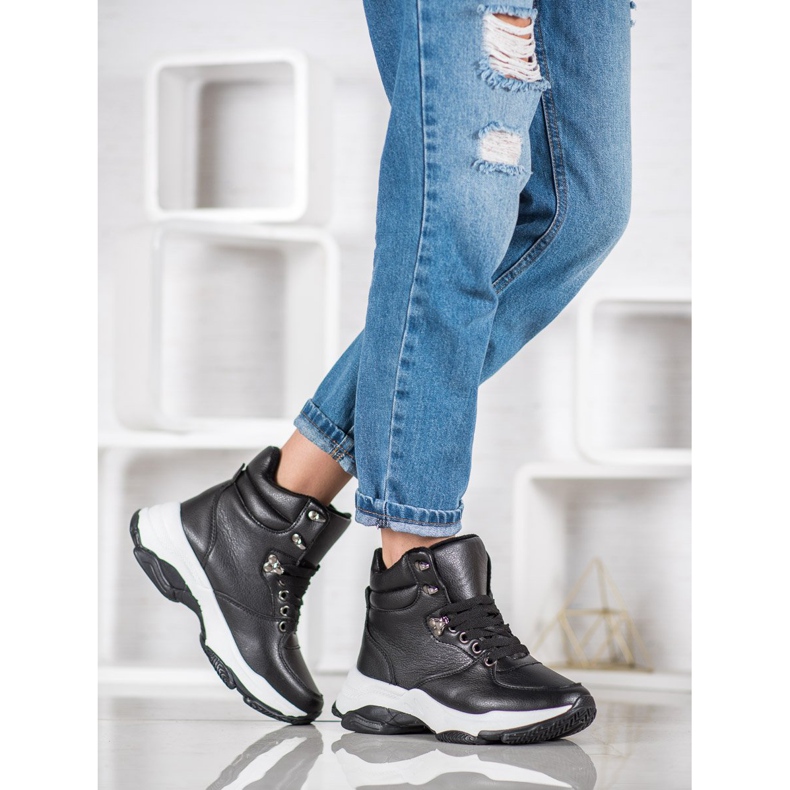 Ideal Shoes Eco Leather Sneakers svart 2