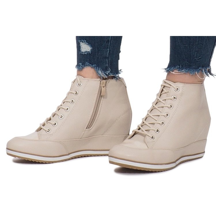Beige Wedge Sneakers med Capucine -dragkedja 1