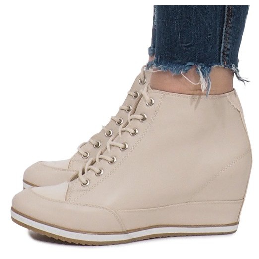 Beige Wedge Sneakers med Capucine -dragkedja 2
