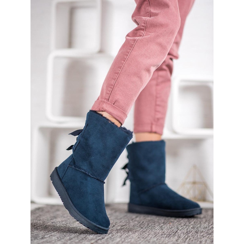 Haver Varma snöskor med rosetter blå 2