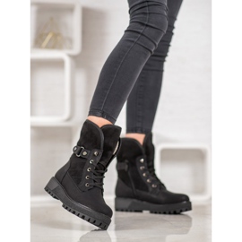 SHELOVET Snörskor med fårskinn svart 2