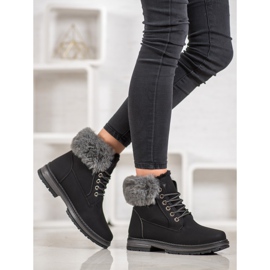 SHELOVET Svarta fällare med päls 1