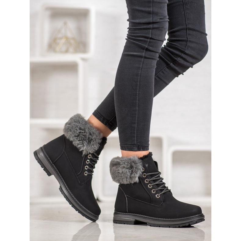 SHELOVET Svarta fällare med päls 1