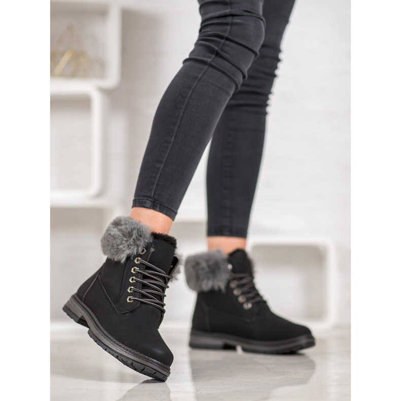 SHELOVET Svarta fällare med päls 2