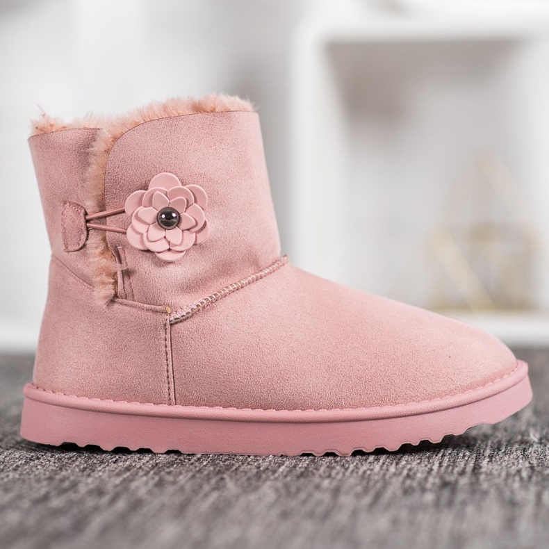 SHELOVET Mukluki med blomma rosa 2