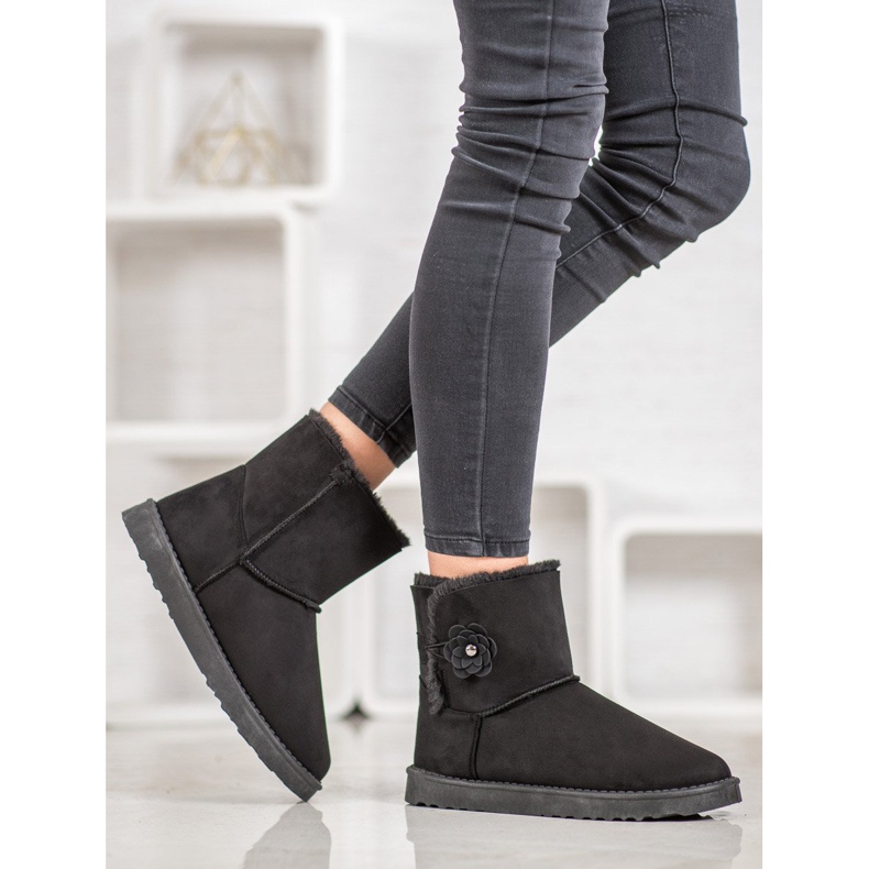 SHELOVET Mukluki med blomma svart 1