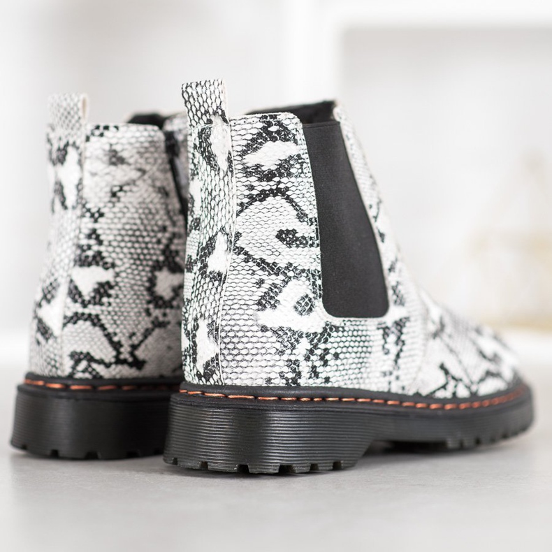 SHELOVET Chelsea stövlar på plattformen vit svart 2