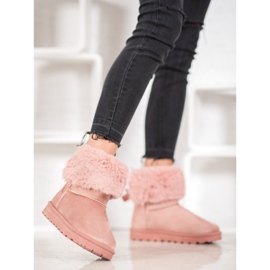 SHELOVET Mukluki med päls rosa 1