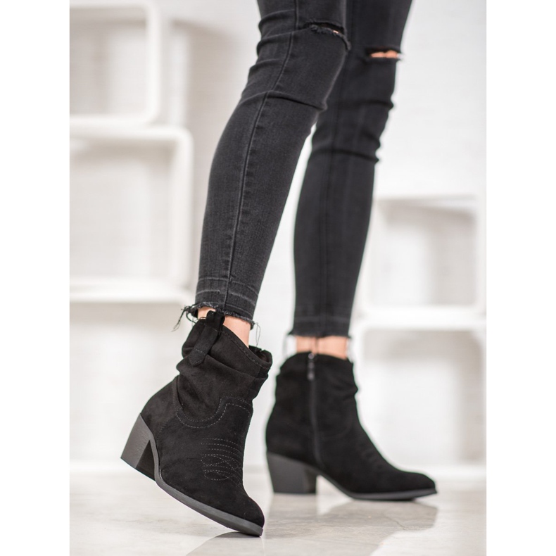 Super Mode Bekväma cowboystövlar på ett inlägg svart 1