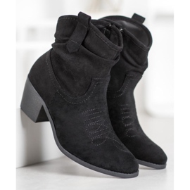 Super Mode Bekväma cowboystövlar på ett inlägg svart 2