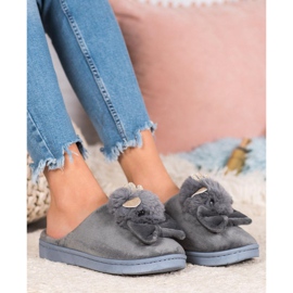 SHELOVET Tofflor Med Rosett grå 1