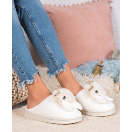 SHELOVET Tofflor Med Rosett vit 2