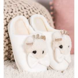 SHELOVET Tofflor Med Rosett vit 1