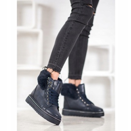 SHELOVET Blå stövlar med päls 1