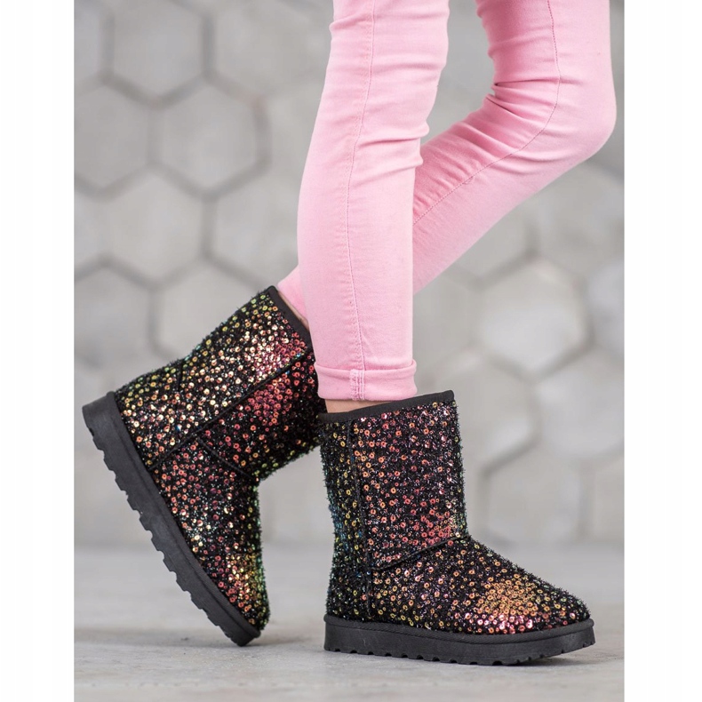 SHELOVET Varm Mukluki med paljetter svart 2