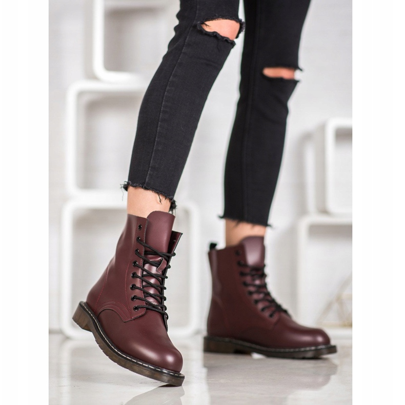 Kylie Snygga fällare med ekoläder röd 2