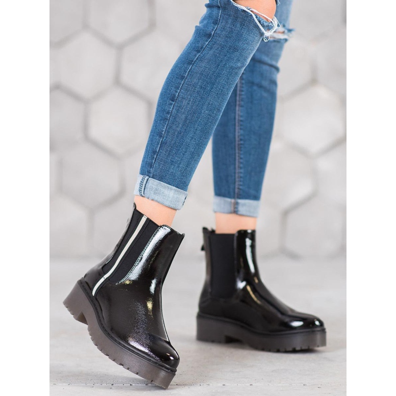 Sergio Leone Lackade mode Chelsea stövlar svart 1