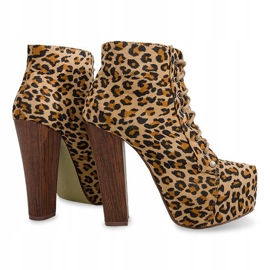 Massiva stövlar på häl E347 Beige brun svart mångfärgad 1