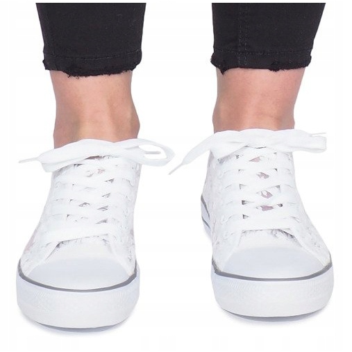 Imponera beige openwork sneakers vit 1