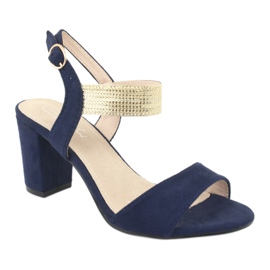Sandaler på stolpen av Filippo DS817 marinblå / guld 1