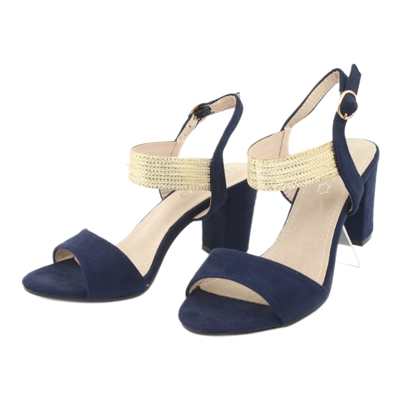 Sandaler på stolpen av Filippo DS817 marinblå / guld 3