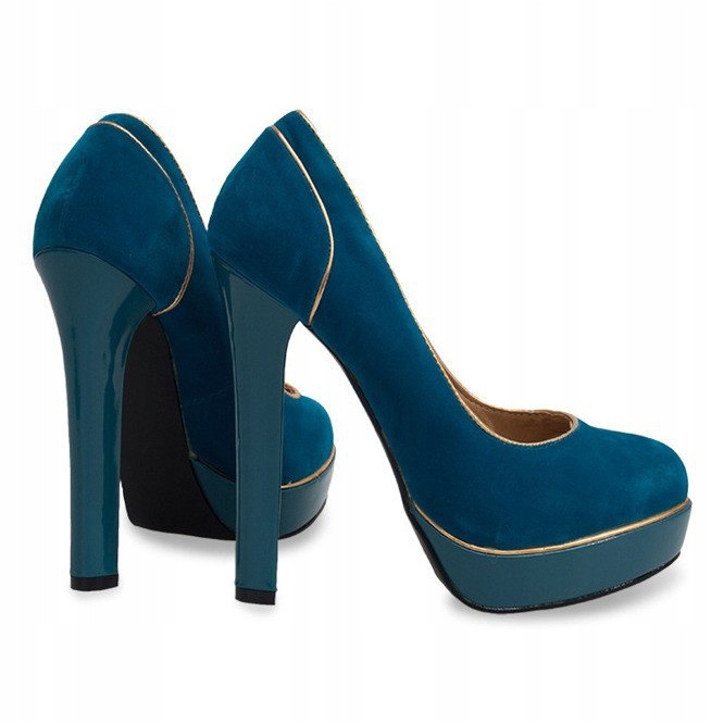 Klassiska stiletter på plattformen 805 blå grön 1