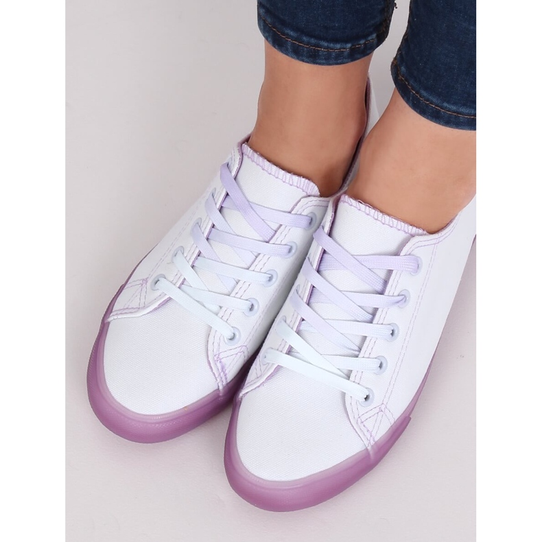 Kvinnors ombre vita och lila sneakers E3508 Lila purpur 2