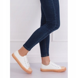 Sneakers på en färgstark sula, vit och beige FG-2948 Nudepink brun 2