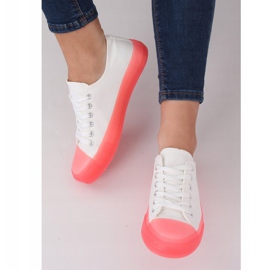 Sneakers på en färgstark sula, vit och rosa FG-2948 Rosa 2