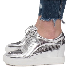 Adele Silver Lacquered Openwork Sneakers grå 1