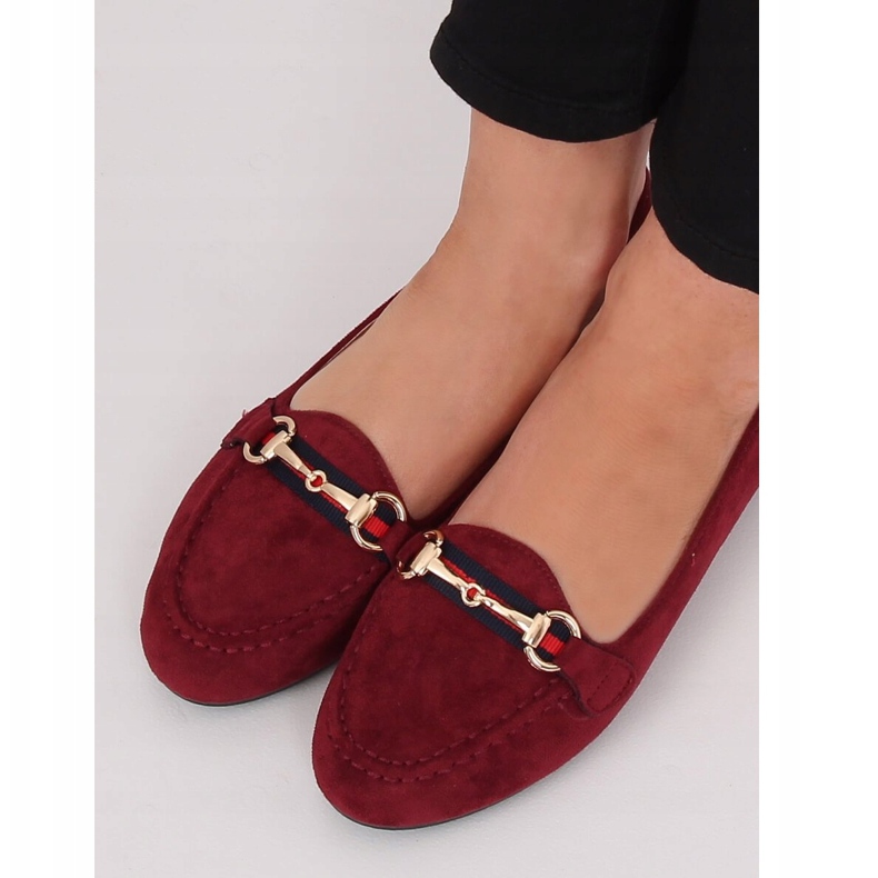 Burgundy loafers för kvinnor B2027 Vin röd 1