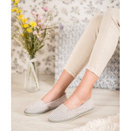 Goodin Openwork läderballerina grå 1